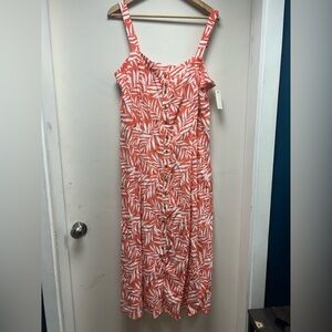 Angels Coral and White Leaf Maxi Dress
